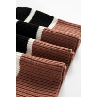 Black Stripe Color Block Quarter Zip Collar Short Sleeve Sweater Dress - M thumbnail