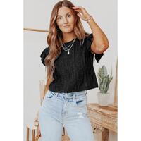 Azura Exchange Cable Knit Ruffle Sleeve Top - XL thumbnail