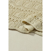 Apricot V Neck Textured Hollow-out Sweater Vest - XL thumbnail