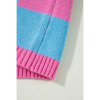 Sachet Pink Colorblock Plaid Pattern Ribbed Trim Sweater Tank Top - XL thumbnail