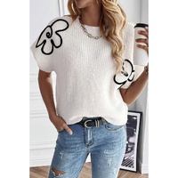 White Flower Embroidery Sweater Tee - XL thumbnail