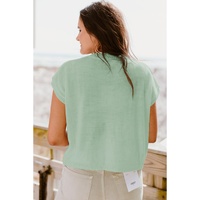 Moonlight Jade Multi Crochet Flower Knit Short Sleeve Sweater Top - XL thumbnail