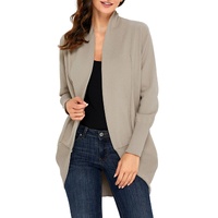 Azura Exchange Khaki Super Soft Long Sleeve Open Cardigan - L thumbnail