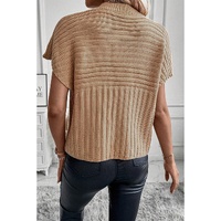 Light French Beige Rib Knitted Wide Sleeve Sweater T Shirt - L thumbnail