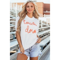 White Touchdown Tinsel Puff Short Sleeve Crew Neck Sweater - L thumbnail