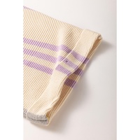 Purple Stripe Borderline Rib Knit Cuffed Dolman Sleeve Sweater - S thumbnail