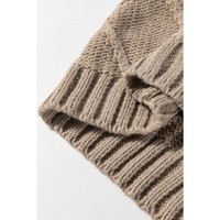 Simply Taupe Cable Knit Colorblock Satin Bowknot Short Sleeve Sweater - S thumbnail