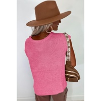 Sachet Pink Solid Color Sweater Tee with Side Slits - M thumbnail