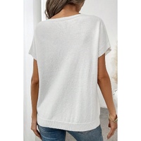 Black Bow Pattern Knit Short Sleeve Sweater - L thumbnail