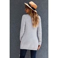 Gray Front Pocket and Buttons Closure Cardigan - M thumbnail