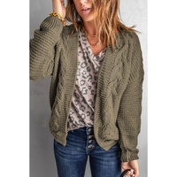 Olive Chunky Wide Long Sleeve Knit Cardigan - S thumbnail