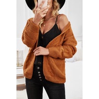 Khaki Chunky Wide Long Sleeve Knit Cardigan - 2XL thumbnail