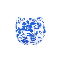 Blue Square Neck Sleeveless Fashion Print Tankini Set - S thumbnail