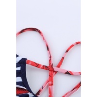 Fiery Red Floral Print Criss Cross Hollow-out Tankini Swimwear - S thumbnail