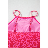 Rose Leopard Drawstring Side Tankini 2pcs Swimsuit - XL thumbnail