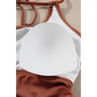 Mineral Red Drawstring Tummy Control Mix-and-match 2pcs Tankini Swimsuit - M thumbnail