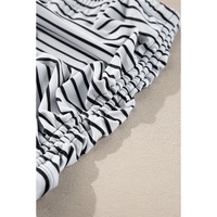 Black Striped Patchwork Side Drawstring Bottoms Tankini Set - S thumbnail