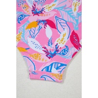 Pink Floral Printed Halter Neck High Waist Bikini - XL thumbnail
