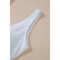 White Asymmetric Ruffle Trim Tie Waist One Piece Swimsuit - L thumbnail