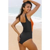Duffel Green Color Block Padded Square Neck One Piece Swimsuit - L thumbnail