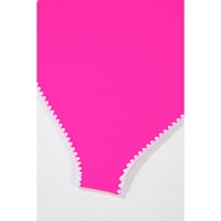 Rose Red Ric Rac Trim Contrasted Patchwork Cutout One Piece Swimsuit - M thumbnail