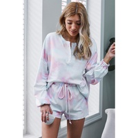 Orange Tie Dye Knit Pajamas Set - 2XL thumbnail