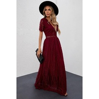 Red Blue Fill Your Heart Lace Maxi Dress - S thumbnail