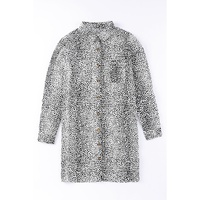 Long Sleeve Leopard Animal Print Shirt Dress - S thumbnail
