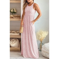 Pink Leopard Print Pocketed Sleeveless Maxi Dress - XL thumbnail