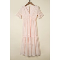 Swiss Dot Lace Trim Maxi Dress - L thumbnail
