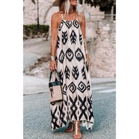 Black Western  Aztec Printed Fashion Vacation Sundress - M thumbnail