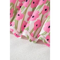 Pink Floral Print Square Neck Ruffled Strap Maxi Dress - 2XL thumbnail