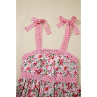 Pink Floral Lace Tied Strap Empire Waist Maxi Dress - XL thumbnail
