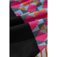 Black Ethnic Print Buttoned V Neck Bell Sleeve Ruffle Patchwork Dress - XL thumbnail