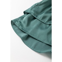 Mist Green Tiered Ruffled Puff Sleeve Loose Fit Mini Dress - M thumbnail