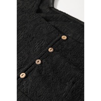 Black Lace Crochet Buttoned Square Neck Shift Mini Dress - XL thumbnail