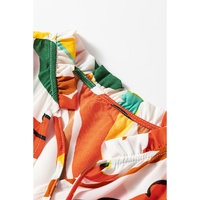 Orange Floral Print Split V Neck Tiered Maxi Dress - L thumbnail