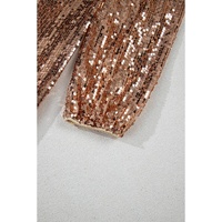 Gold Sequined Long Sleeve Cutout Back Mini Dress - M thumbnail