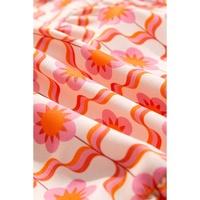 Orange Floral Print Flounce Sleeve Buttoned Front Mini Dress - L thumbnail