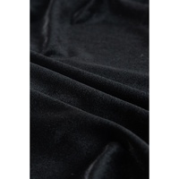 Black Velvet Long Sleeve Surplice High Waist Mini Dress - S thumbnail
