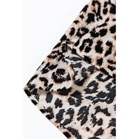 Apricot Leopard Print Tiered Wide Sleeve Maxi Dress - L thumbnail