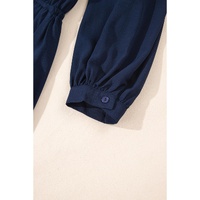 Navy Blue Solid Chest Pockets Tunic Shirt Mini Dress - L thumbnail