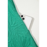 Sea Green Jacquard Textured Quarter Zipper Shift Mini Dress - S thumbnail
