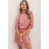 Tomato Red Leopard Print Long Sleeve Hollowed Back Split Mini Dress - XL thumbnail
