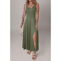 Four Leaf Clover Sleeveless Scoop Neck Flared Split Midi Dress - L thumbnail