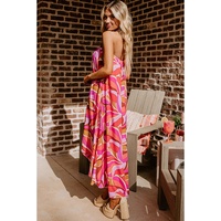 Rose Floral High Low Bandeau Vacay Dress - S thumbnail