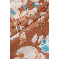 Brown Floral Print Shirred Square Neck High Waist Maxi Dress - L thumbnail