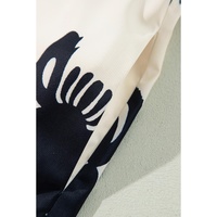 Apricot Western Print Ruffled Short Sleeve Loose Dress - L thumbnail