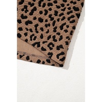 Khaki Leopard Print V Neck Sleeveless Collared Mini Dress - L thumbnail