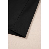 Black Contrast Ricrac Trim Short Sleeve V Neck Loose Mini Dress - L thumbnail